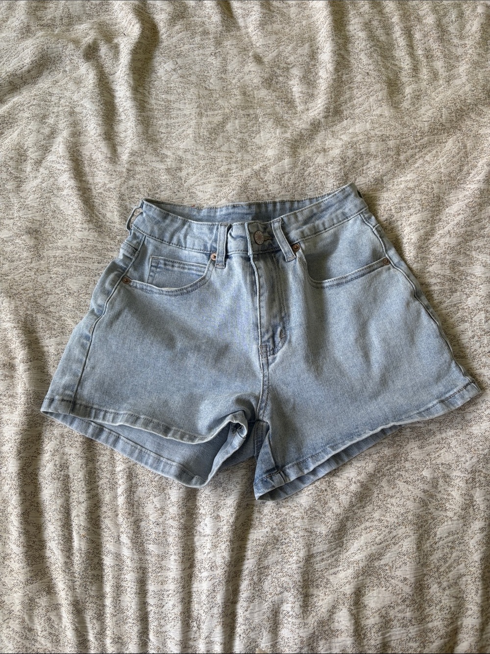 High-Rise Light Blue Denim Women's Shorts